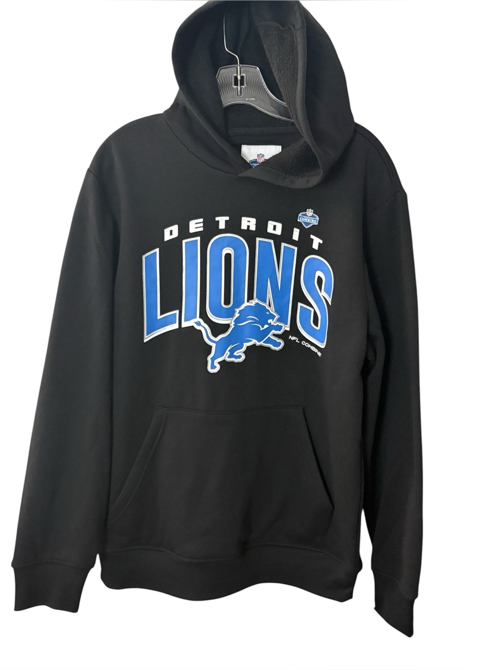 Detroit Lions NFL Combine Hoodie Mens M Black Pullover NWT Football Fleece
